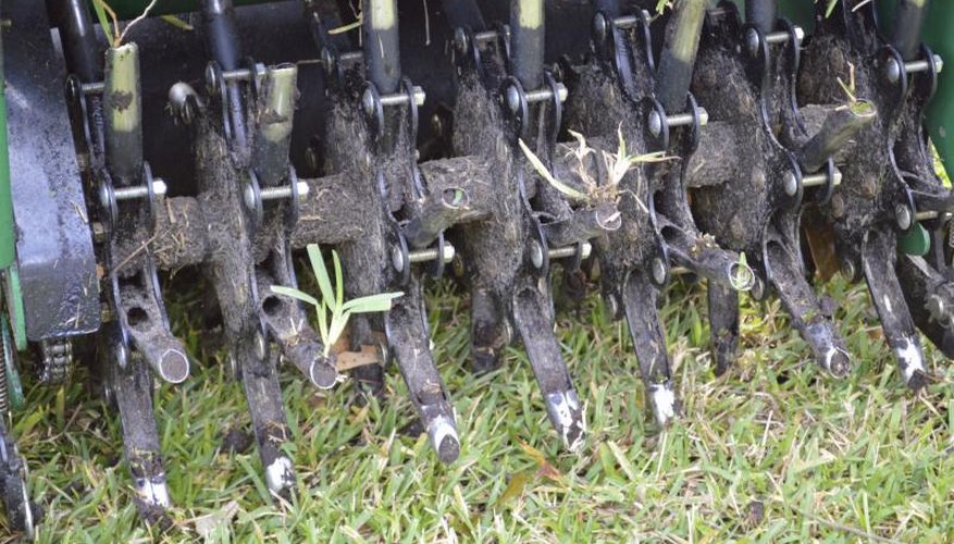 Lawn aerating machine. Lawn aerating machine.