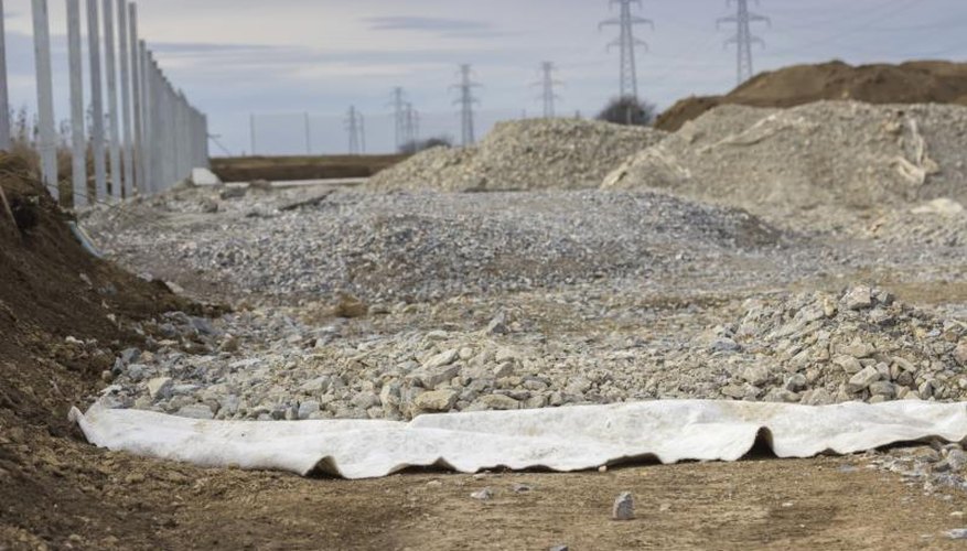 Geotextile fabric at a construction site. Geotextile fabric at a construction site.