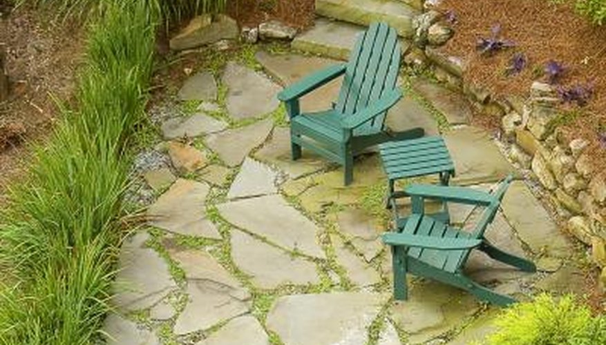 natural stone patio and small chairs natural stone patio and small chairs