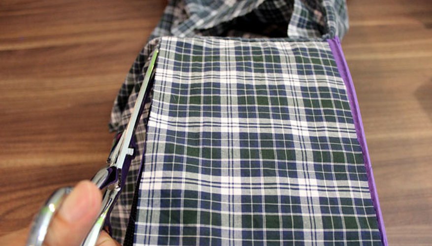 Cut up a shirt into sections to fit each side Cut up a shirt into sections to fit each side