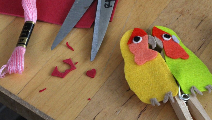 Cut a heart to fit between the birds. Cut a heart to fit between the birds.