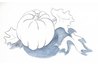 Pumpkin with Dark Indigo shadows washed over with water and a Size 6 round watercolor brush.