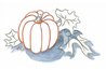 Color outlines added with heavy and medium pressure on fruit and leaves.