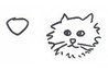 Cartoon cat nose and cartoon kitten face