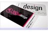 Perpendicular text along with a bold color scheme make this card visually interesting.