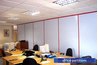 Floor-to-ceiling partitions.
