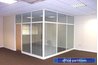 Glass partitions.