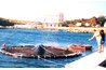 Cages for fish cage farming may be round or rectangular.