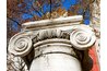 Ionic columns feature spiral scrolls called volutes.