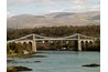 Example of suspension bridge over a river
