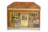 A tin storage box for a lunch box.