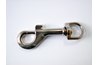 A silver colored snap hook.