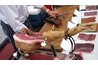 The butcher may sell a whole leg or carve meat from it.