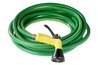 A hose wets the wrought iron surface quickly.