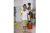 Wear rubber gloves when working with cleaning solutions.