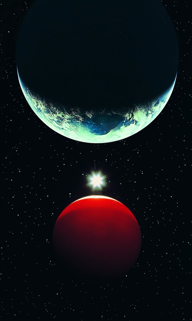 Busca un punto rojo a través de la línea eclíptica .