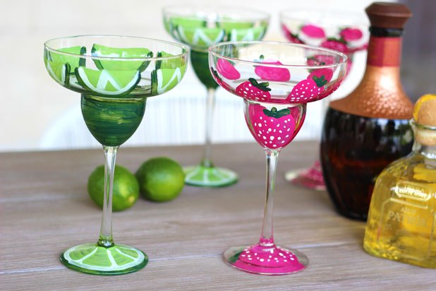 Hand-painted margarita glasses