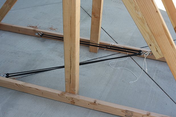 Bungee cords attached to eye bolts