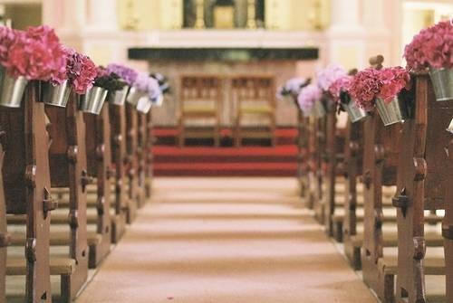 Flowers in hanging pails. Flowers in hanging pails.