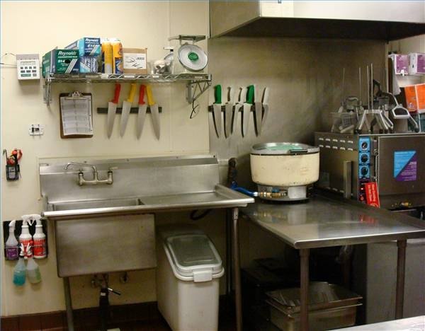 Knife line with rice maker and holding cabinet