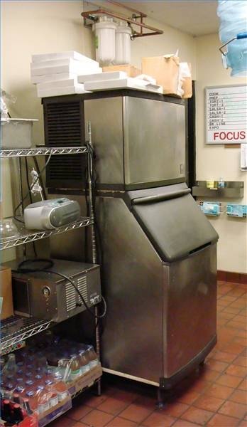 Ice machine with rack storage