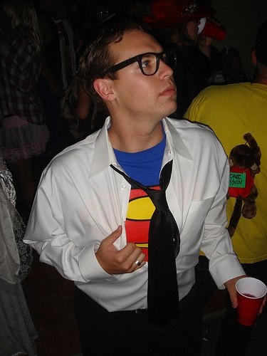 Clark Kent as Superman with glasses