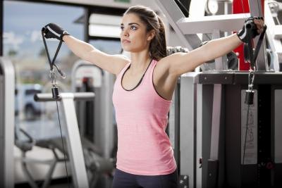 Woman doing upper arm routine