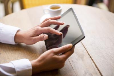 Man researching website