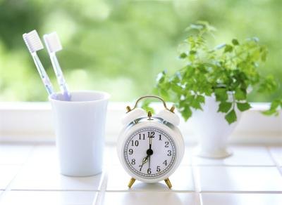 Clock in bathroom