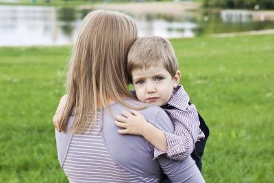 mother hugging son