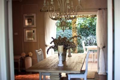 A modern yet rustic living space in a small cottage.