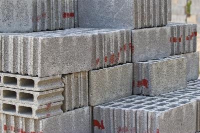 Grey concrete construction blocks