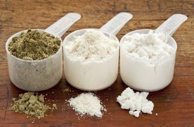 Scoops of protein powder