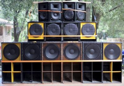 Speakers set up for Reggae music.