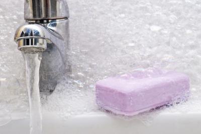 mild soap and water