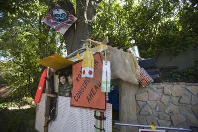 Kids seek solace or fun in a fort. Kids seek solace or fun in a fort.