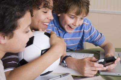 Boys playing video games