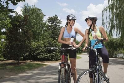 women bicycling