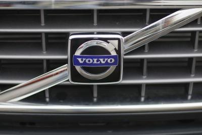Volvo logo are grill of car