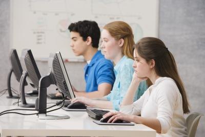 Students taking a test.