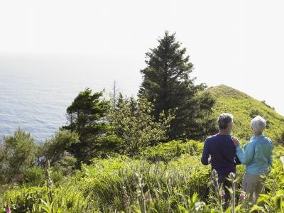 Couple looking outward at view