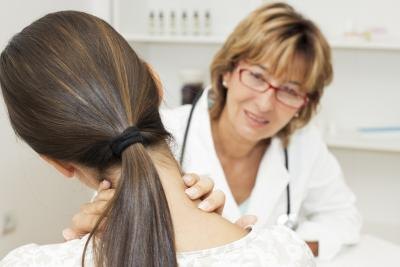 Thyroid gland on woman. Thyroid gland on woman.