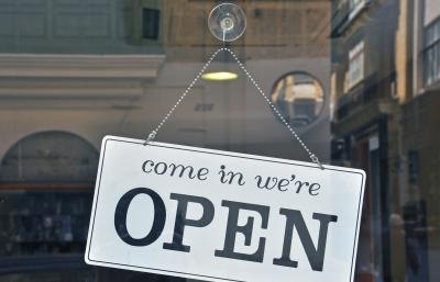 Open sign on new restaurant