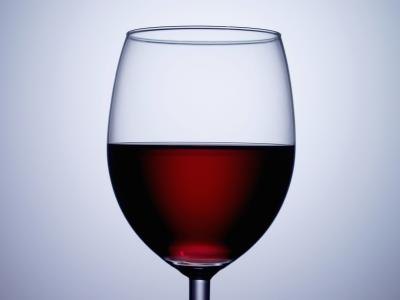 A glass of red wine.