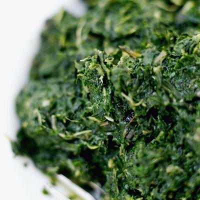 A plate of chopped spinach.
