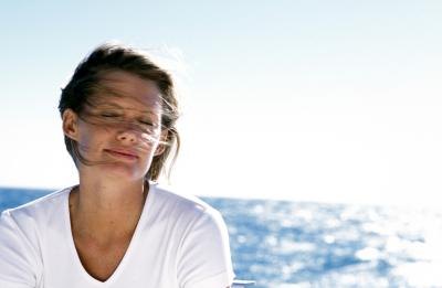 Woman closing eyes resting