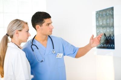 Doctors analyzing imagery