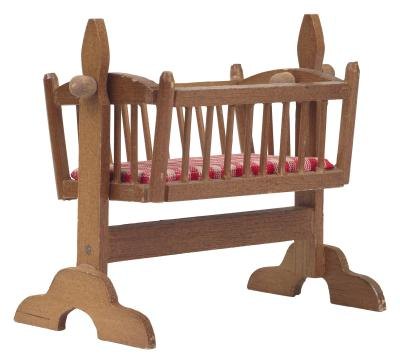 Mini wooden crib.