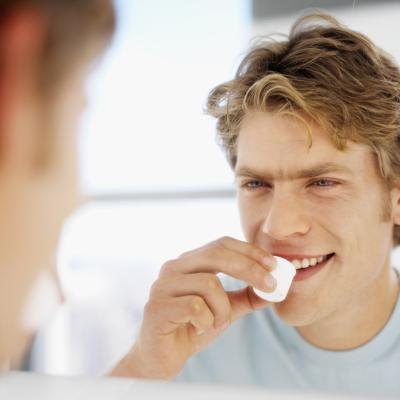 Man about to gargle