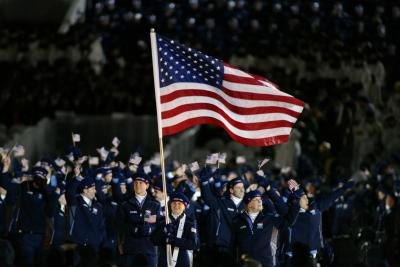 United States olympic delegation at the opening ceremonies in Salt Lake City, UT. in 2002
